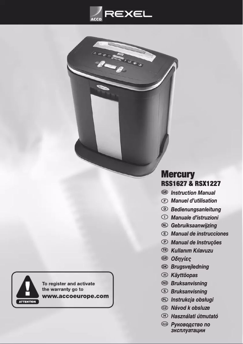 Página 1 del manual Manual de usuario Rexel Mercury RSX1227