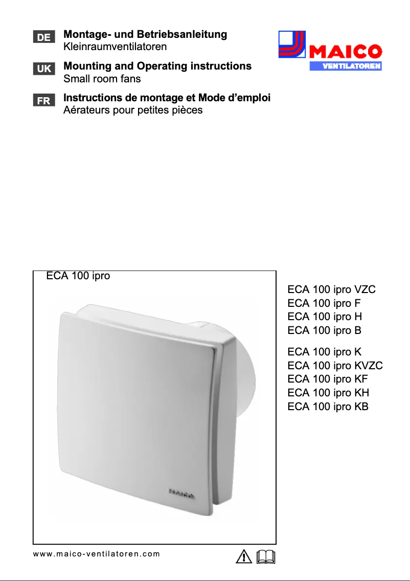 Page n°1 - Manuel utilisateur Maico ECA 100 ipro KVZC