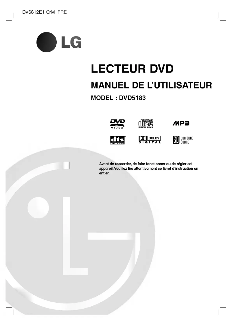 Page n°1 - Manuel utilisateur LG DVD5183