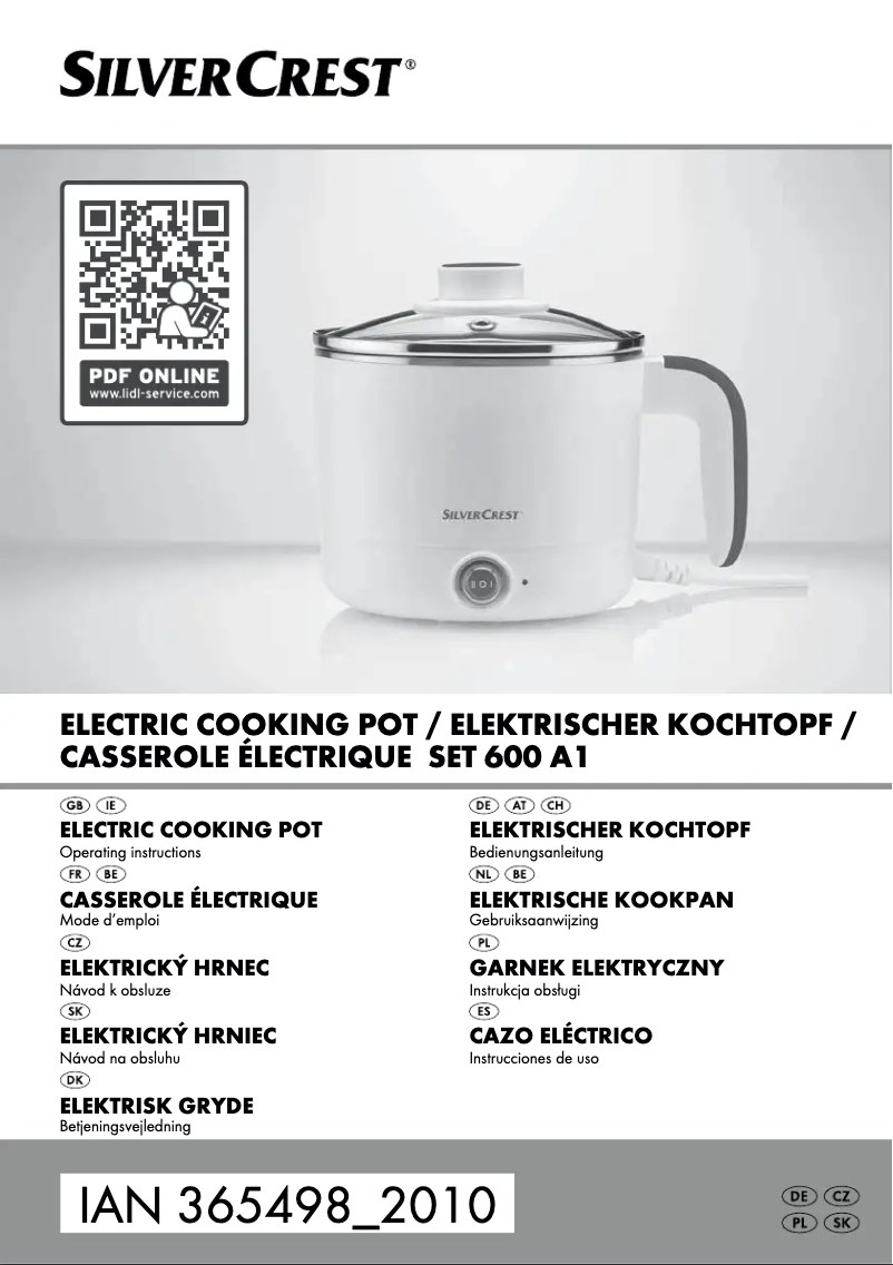 Page 1 de la notice Manuel utilisateur SilverCrest SET 600 A1