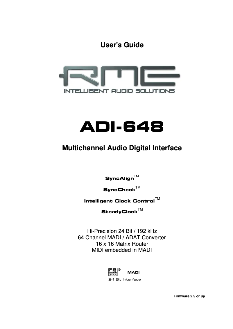 Page 1 de la notice Manuel utilisateur RME ADI-648