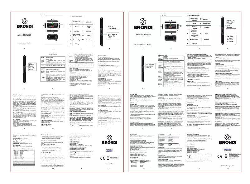 Page n°1 - Manuel utilisateur Brondi Amico Semplice+