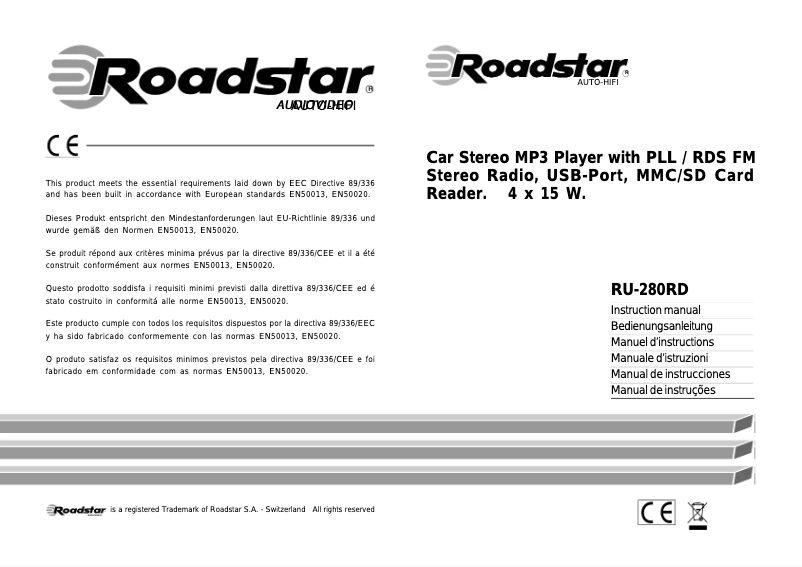 Page 1 de la notice Manuel utilisateur Roadstar RU-280RD