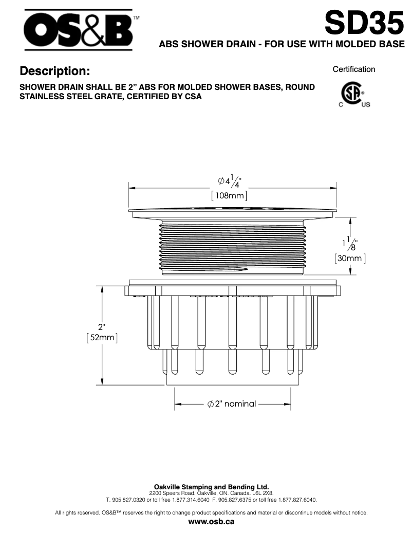 Page n°1 - Manuel utilisateur OS&B SD35
