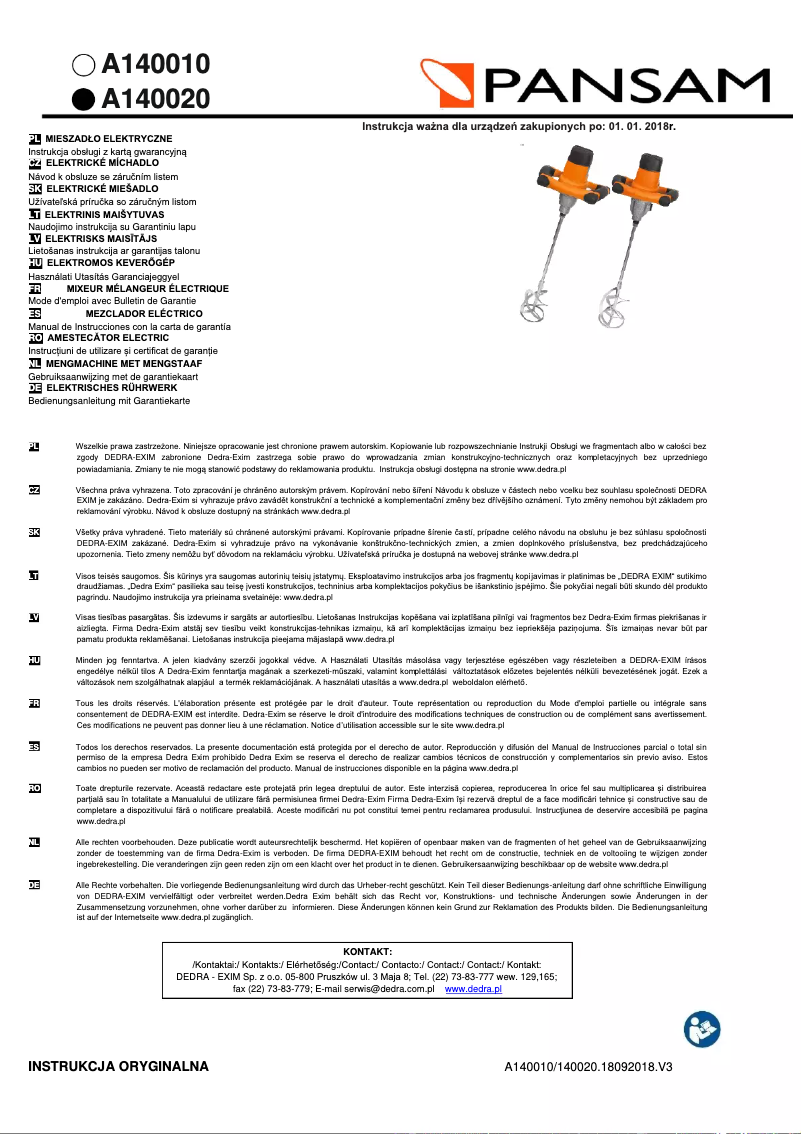 Image de la première page du manuel de l'appareil A140010