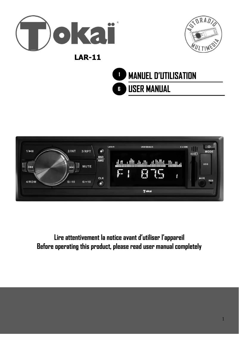 Image de la première page du manuel de l'appareil LAR-11