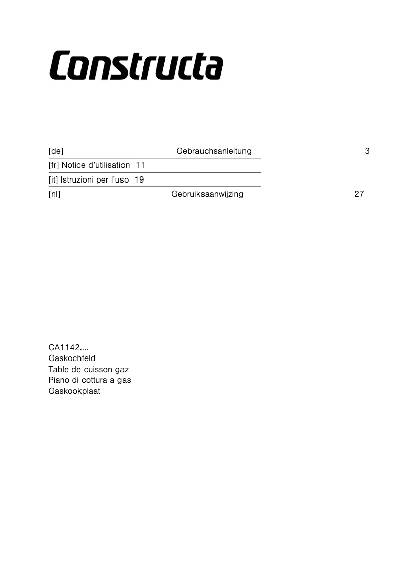 Page 1 de la notice Manuel utilisateur Constructa CA114252