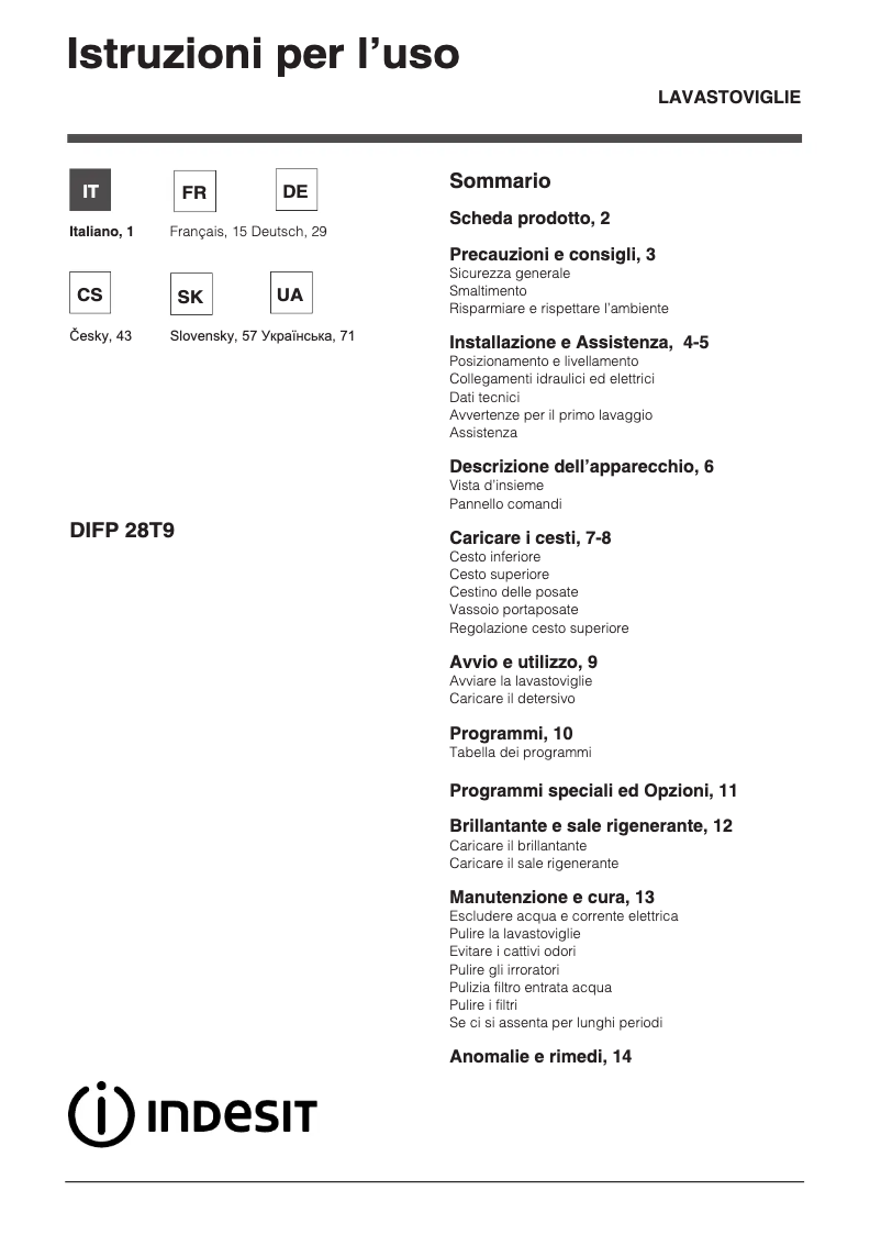 Image de la première page du manuel de l'appareil DIFP 28T9 A EU