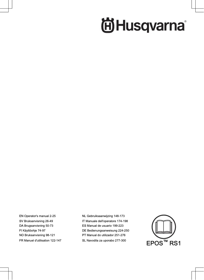Page n°1 - Manuel utilisateur Husqvarna EPOS RS1