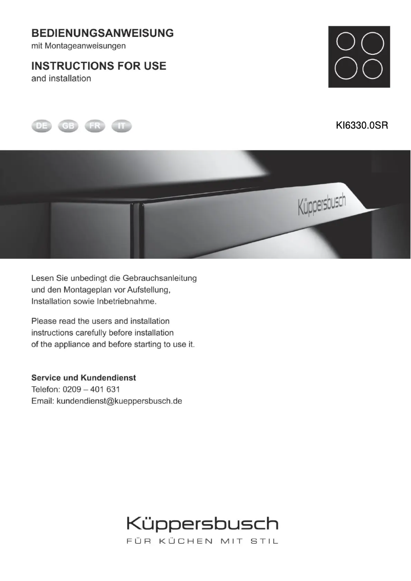 Page n°1 - Manuel utilisateur Küppersbusch KI6330.0SR