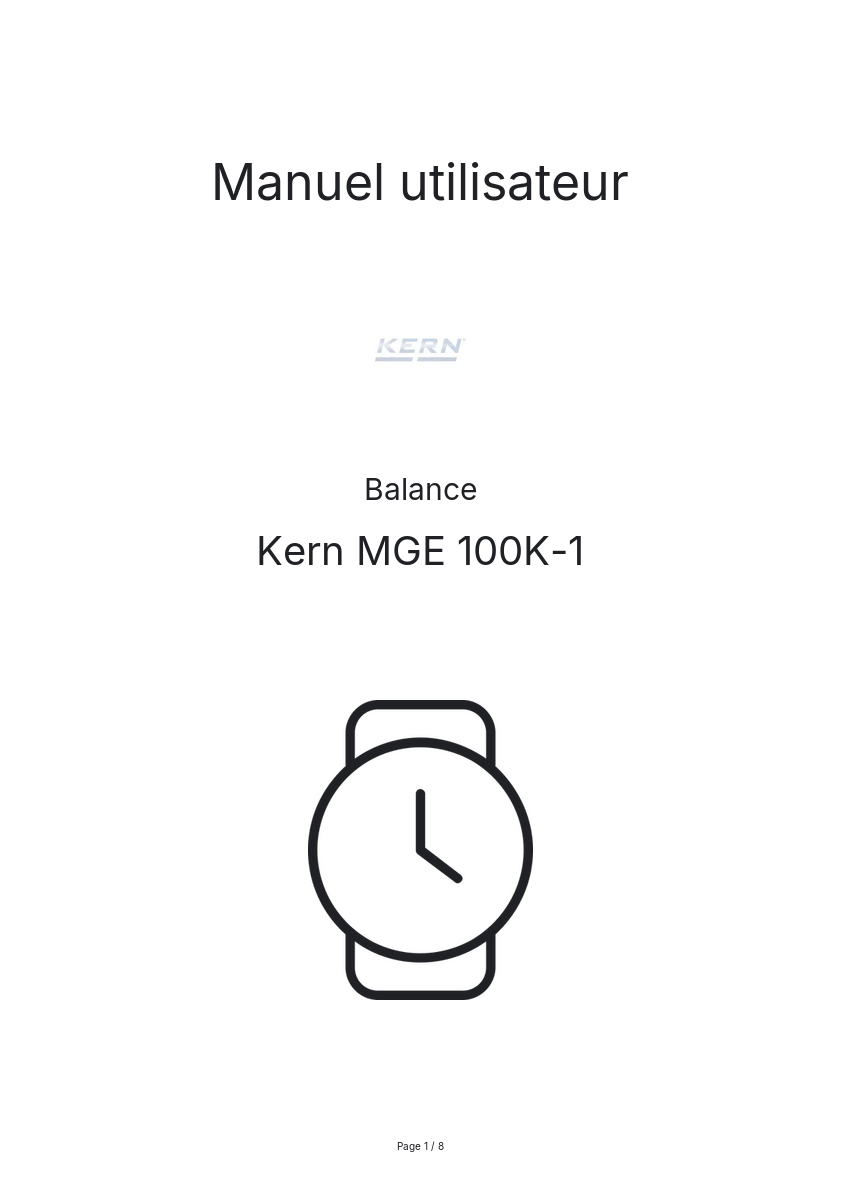 Page n°1 - Manuel utilisateur Kern MGE 100K-1