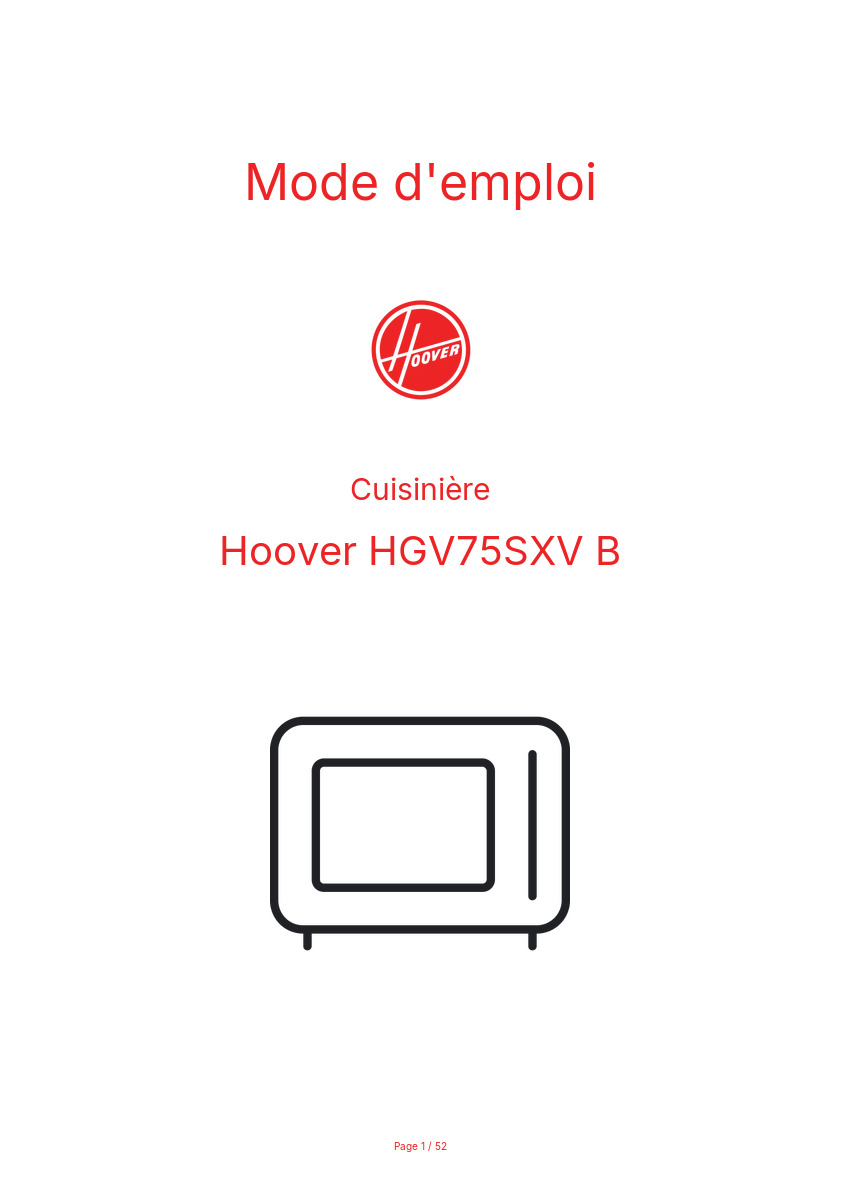 Image de la première page du manuel de l'appareil HGV75SXV B