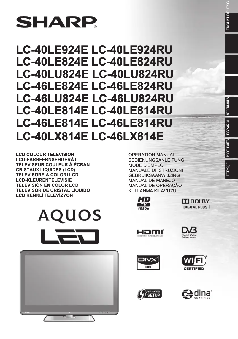 Image de la première page du manuel de l'appareil LC-46LE824EV