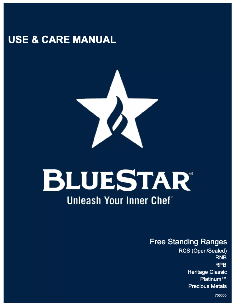 Página 1 del manual Manual de uso y mantenimiento BlueStar RCS36SBV2