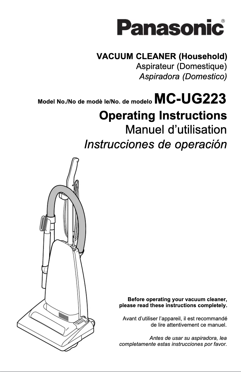 Image de la première page du manuel de l'appareil MC-UG223