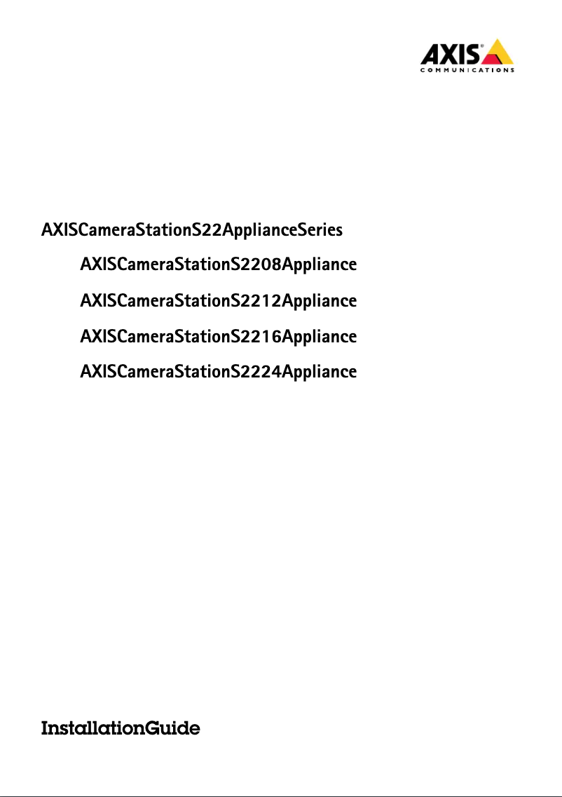 Page n°1 - Manuel utilisateur Axis S2208