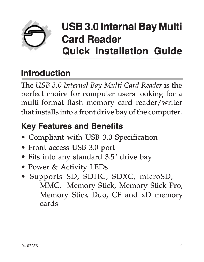 Page 1 de la notice Manuel utilisateur Siig JUMR0A11S1