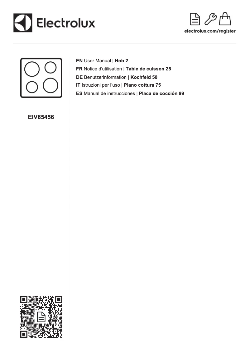 Page 1 de la notice Manuel utilisateur Electrolux EIV85456