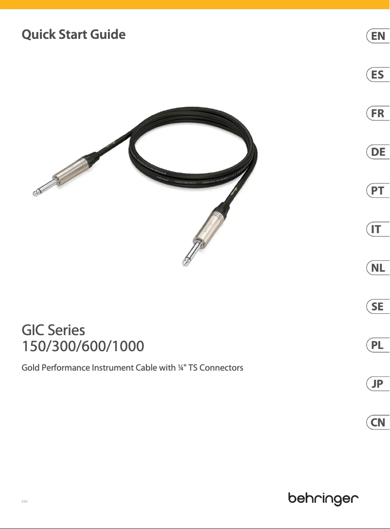 Page n°1 - Manuel utilisateur Behringer GIC-1000