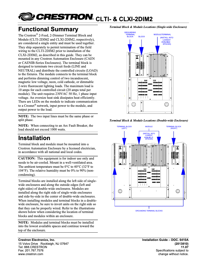 Image de la première page du manuel de l'appareil CLXI-2DIM2