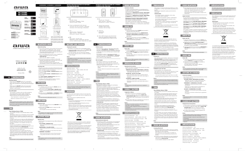 Page 1 de la notice Manuel utilisateur Aiwa BS-200
