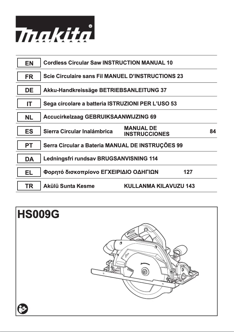 Page 1 de la notice Manuel utilisateur Makita HS009GZ