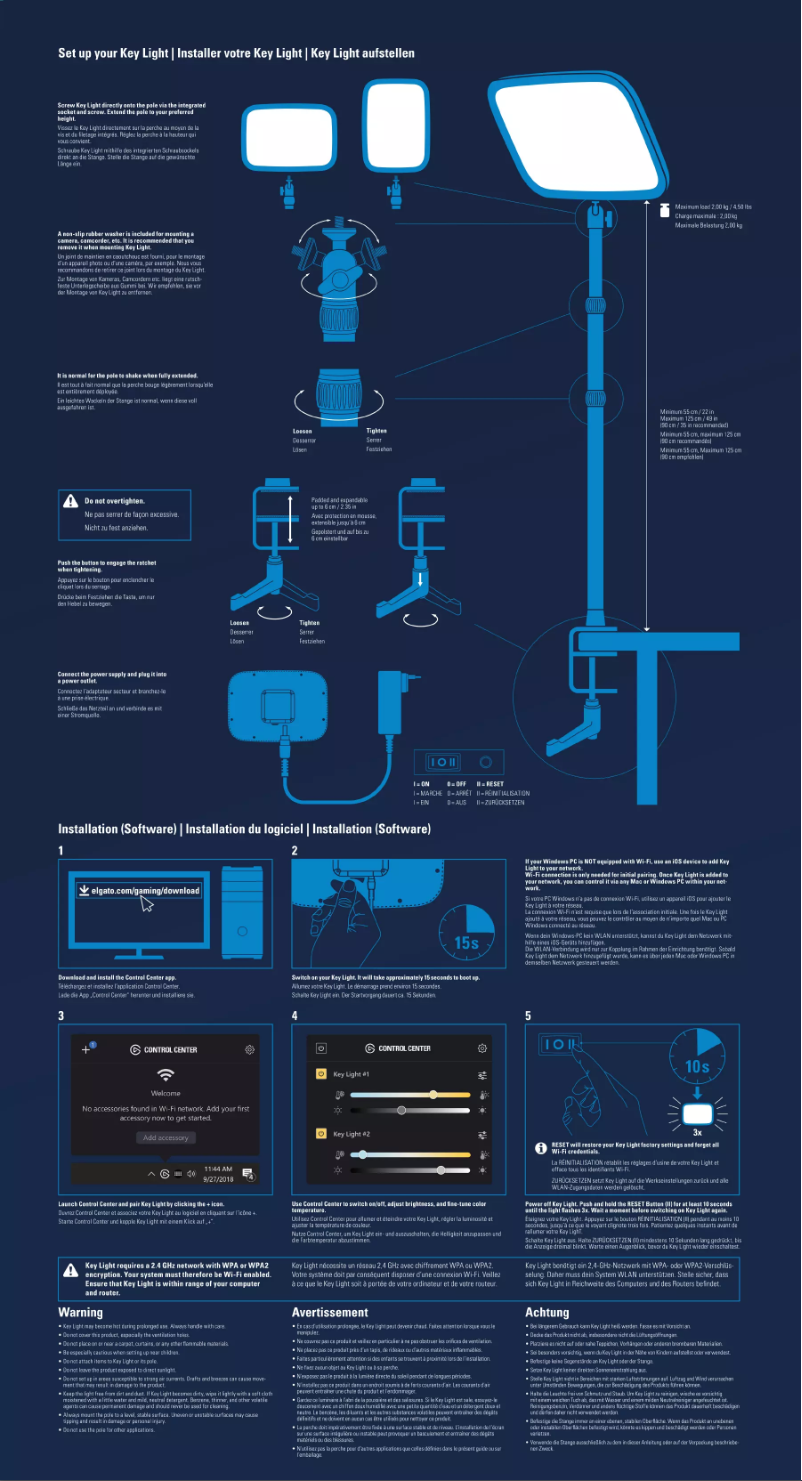 Page 1 de la notice Manuel utilisateur Elgato Key Light