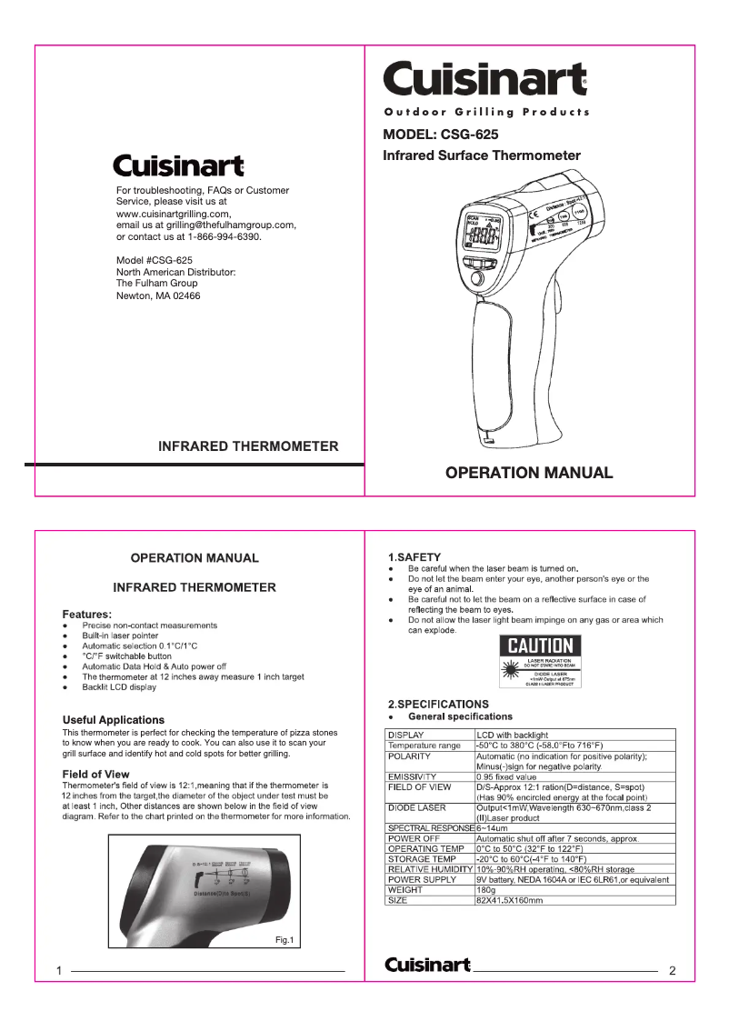 Page n°1 - Manuel utilisateur Cuisinart CSG-625