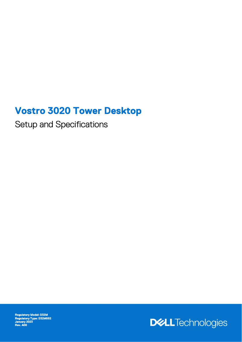 Page n°1 - Guide d'installation Dell Vostro 3020 Tower Desktop