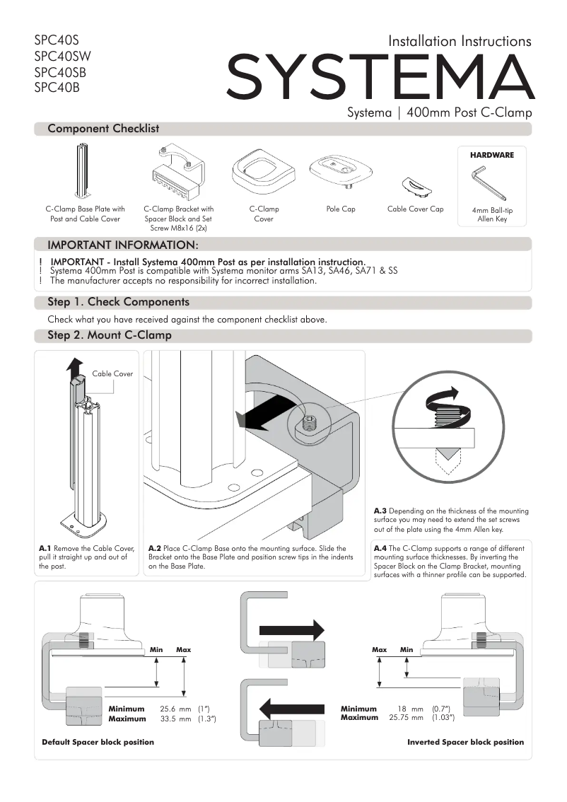 Image de la première page du manuel de l'appareil SPC40B