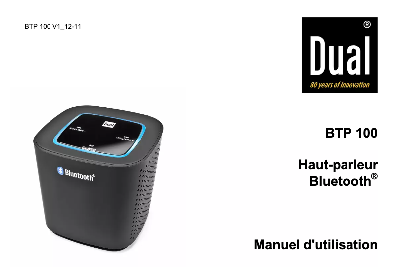 Page 1 of the manual User Manual Dual BTP 100