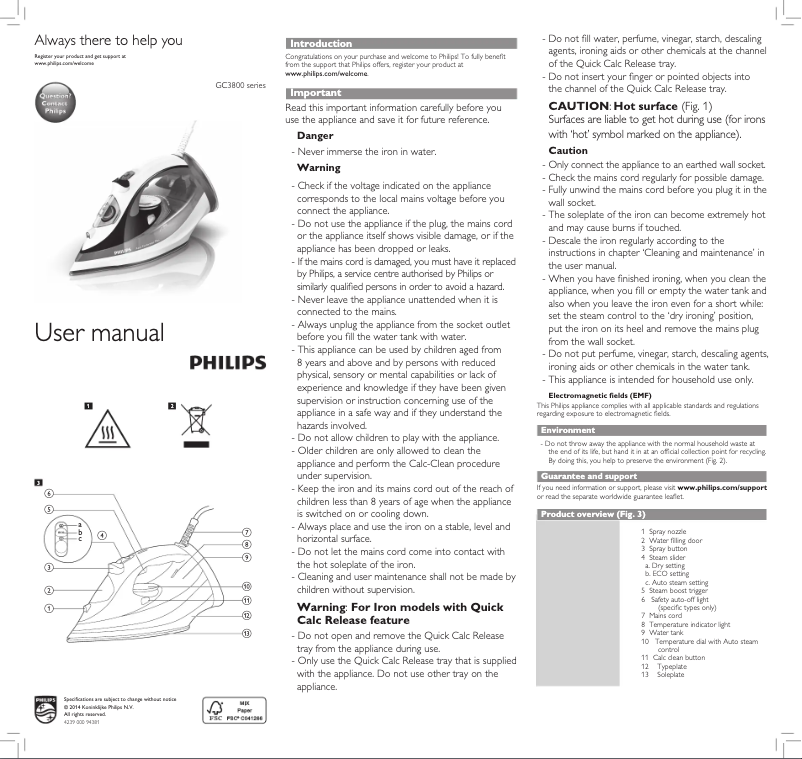 Page n°1 - Manuel utilisateur Philips Azur Performer GC3819