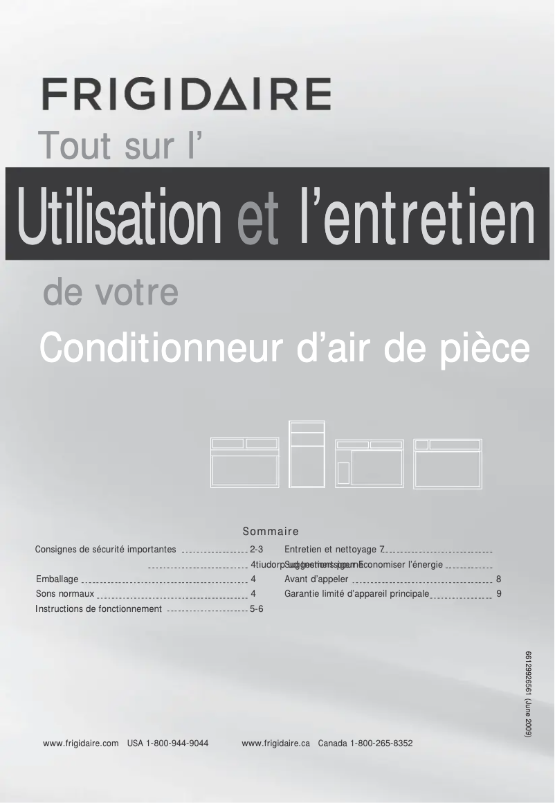 Page 1 de la notice Manuel utilisateur Frigidaire FFRA0611U1