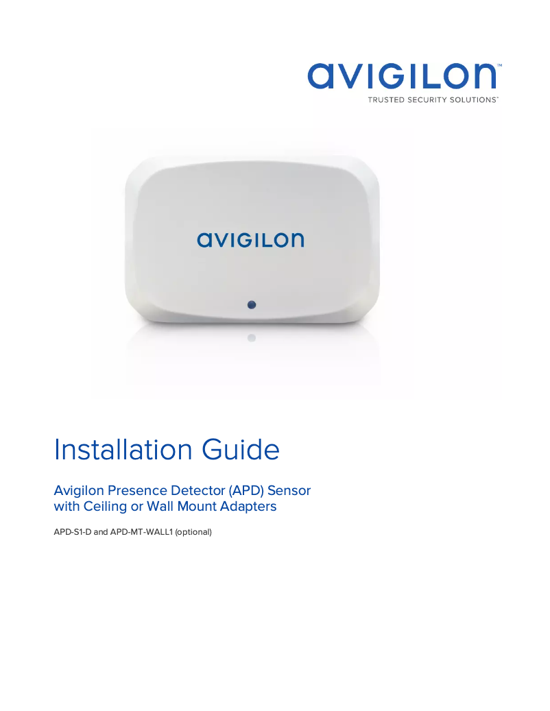 Page 1 de la notice Manuel utilisateur Avigilon Avigilon Presence Detector (APD) Sensor