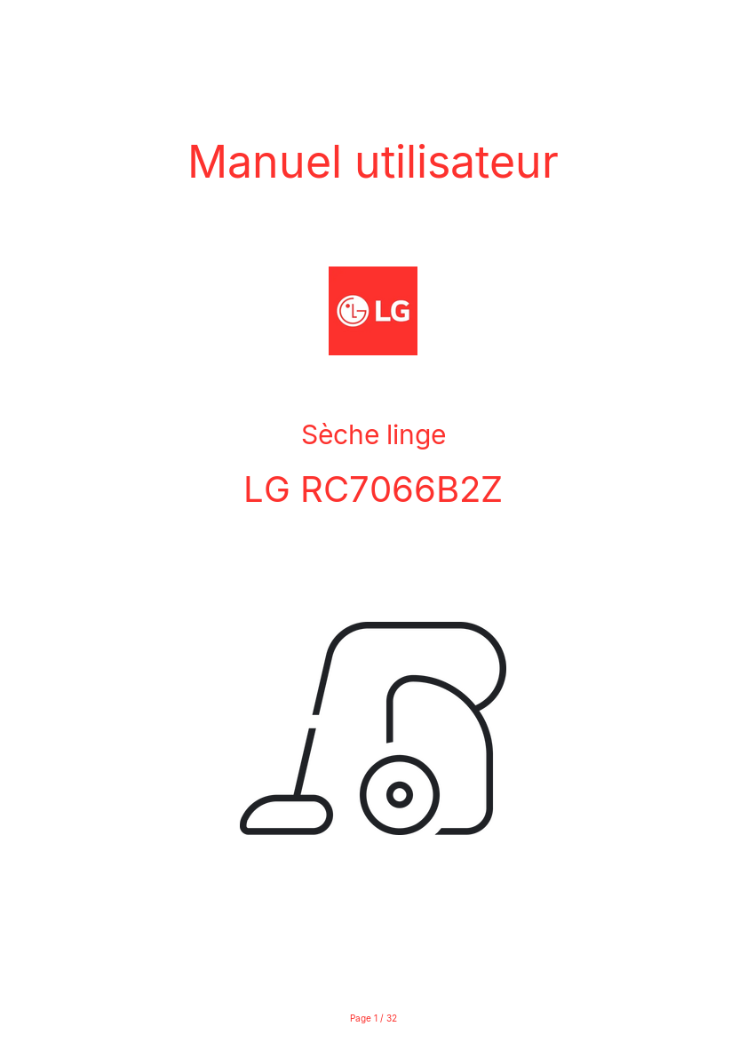 Page n°1 - Manuel utilisateur LG RC7066B2Z