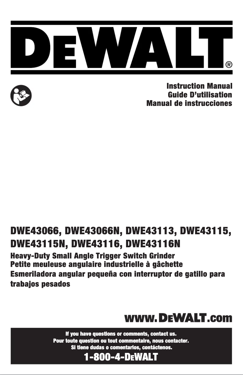 Page 1 of the manual User Manual DeWalt DWE43113