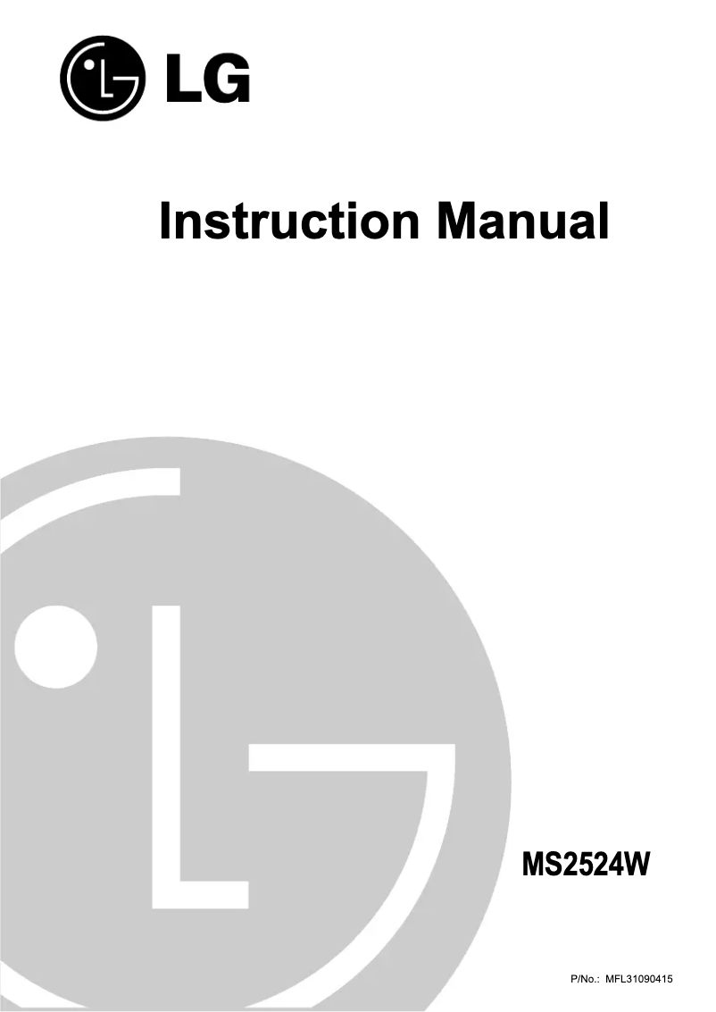 Page 1 de la notice Manuel utilisateur LG MS2524W