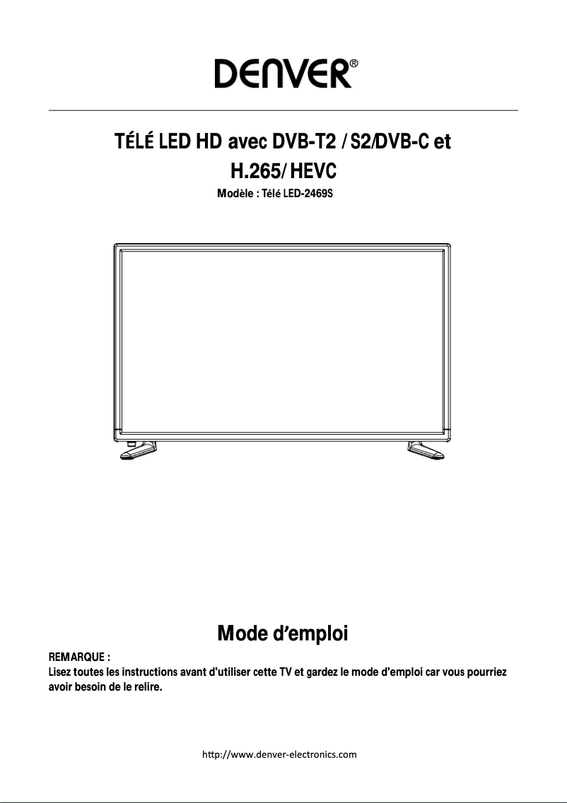 Page 1 de la notice Manuel utilisateur Denver LED-2469S