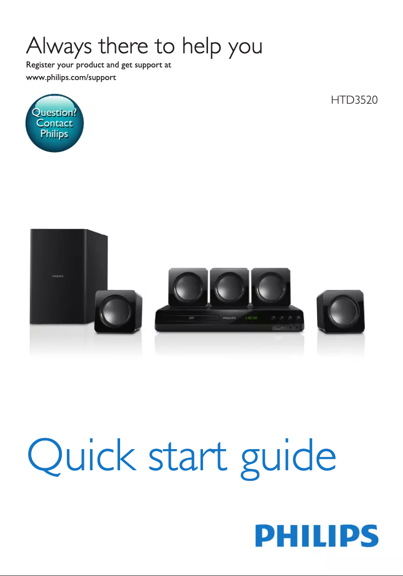 Page n°1 - Guide de démarrage rapide Philips HTD3520