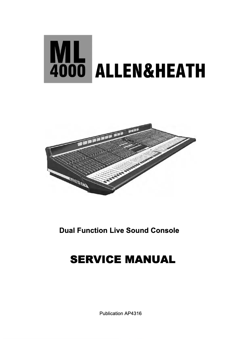 Page n°1 - Manuel utilisateur Allen & Heath ML4000