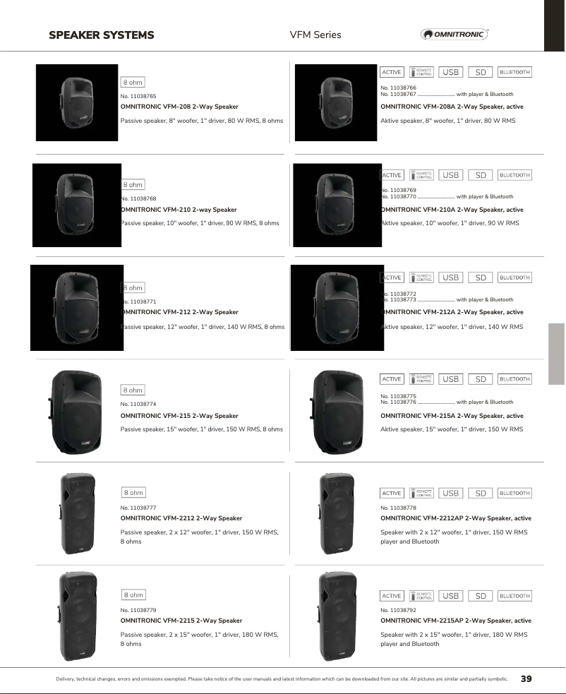 Page 1 de la notice Catalogue Omnitronic VFM-2215AP