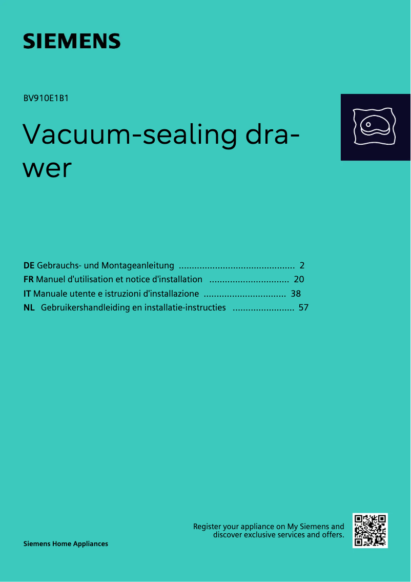 Page 1 de la notice Manuel utilisateur Siemens BV910E1B1