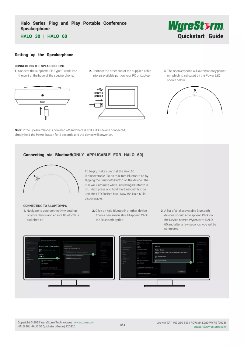 Page 1 de la notice Mode d'emploi WyreStorm HALO 30