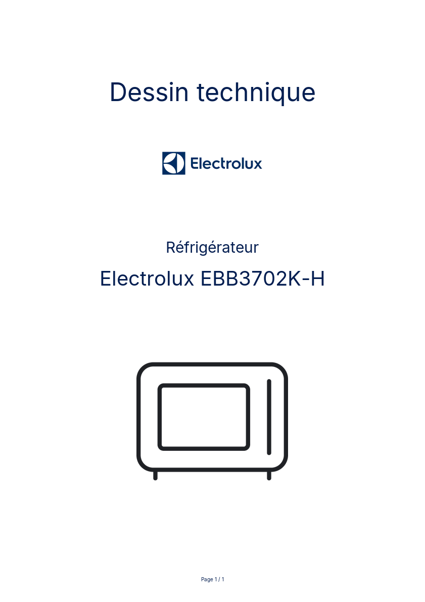 Page n°1 - Dessin technique Electrolux EBB3702K-H