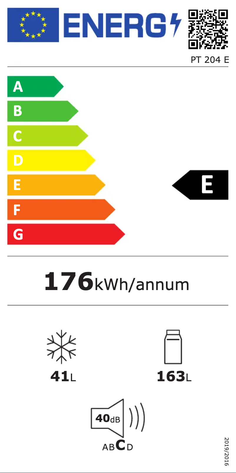 Page n°1 - Label énergétique Philco PT 204 E