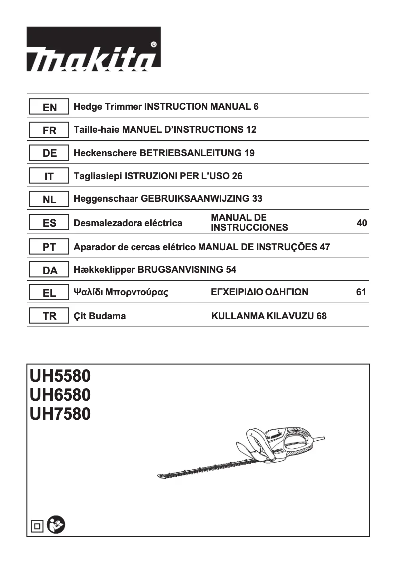 Page 1 de la notice Manuel utilisateur Makita UH6580