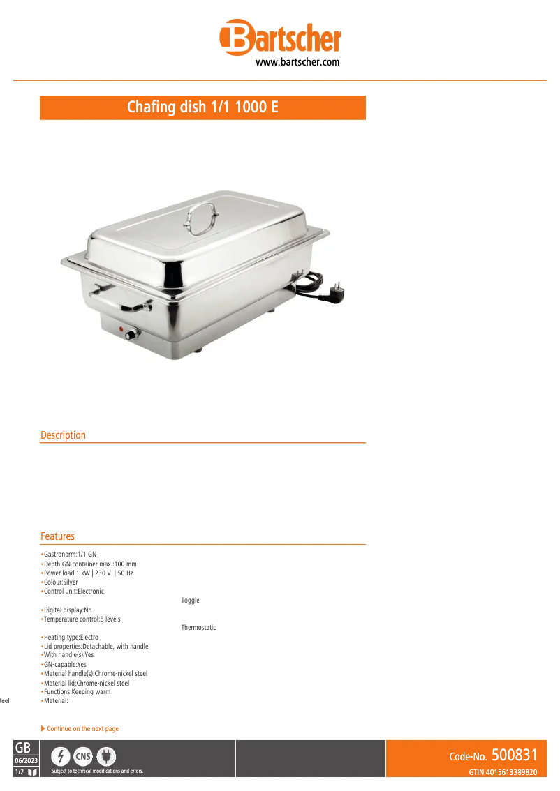 Image de la première page du manuel de l'appareil 500831