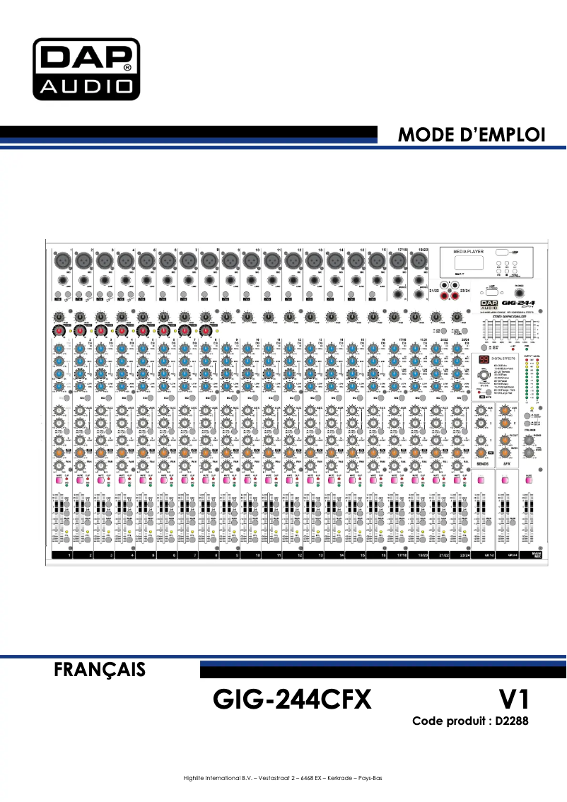 Page n°1 - Manuel utilisateur DAP-Audio GIG-244CFX