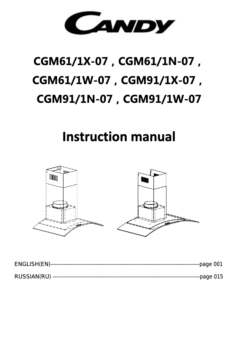 Page 1 de la notice Manuel utilisateur Candy CGM 61/1W-07