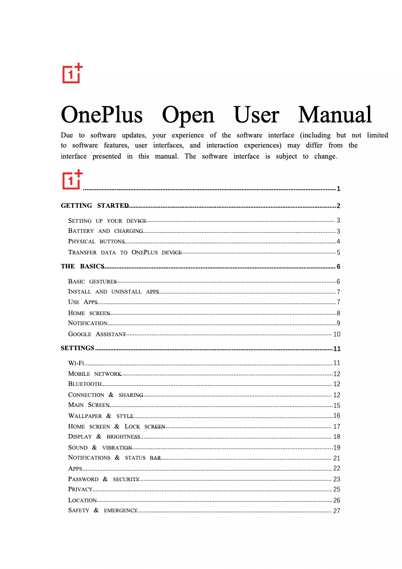 Page 1 de la notice Manuel utilisateur OnePlus Open